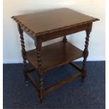 A small oak barley twist pie crust table. Est. £15