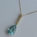 An attractive aquamarine and diamond seven stone p