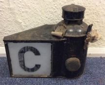 An old Railway signal lamp, "C". Est. £30 - £50.