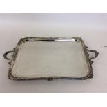 A heavy plated gallery tray with scroll handles. E