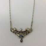 An Art Nouveau plique-à-jour necklace with pearl m