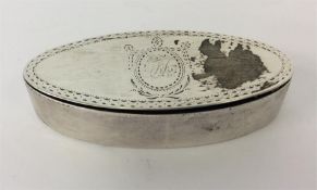 A large oval Georgian bright cut pill box with gil