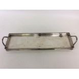 An unusual long gallery tray with beaded border. L