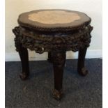 An Eastern hardwood and marble inlaid jardiniere s