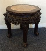 An Eastern hardwood and marble inlaid jardiniere s