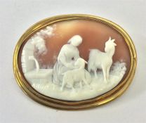 A 19th Century gold framed cameo of a lady with go