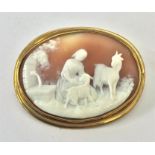 A 19th Century gold framed cameo of a lady with go