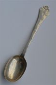A large treffid spoon dated 1703, the bowl decorat