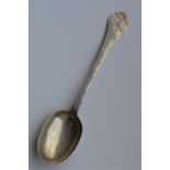 A large treffid spoon dated 1703, the bowl decorat