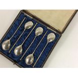 A good set of six Russian ice cream spoons decorat