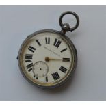 A gent's silver open faced pocket watch with white