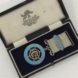A small Masonic Unity Lodge silver and enamelled j