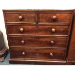 A mahogany chest of five drawers on plinth base. E