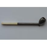 An unusual Niello miniature pipe with turned ivory