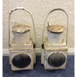 Two painted Locomotive lamps. Est. £20 - £30.