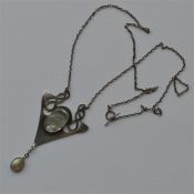 A stylish silver and MOP pendant on fine link chai