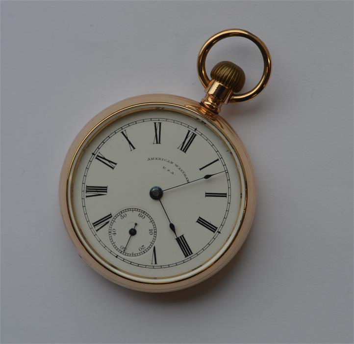 A good quality gold plated Waltham pocket watch wi