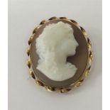 A hard stone cameo of a lady's head in rope twist