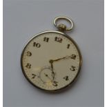 An 18 carat two colour gold slim pocket watch with