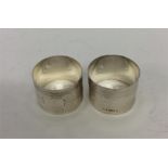 A pair of heavy engine turned napkin rings. Birmin