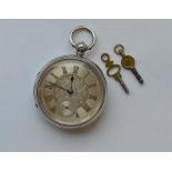 A large gent's silver open faced pocket watch with