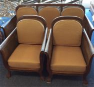 A cane mounted three piece Bergère settee suite on