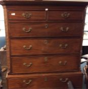 A late Victorian chest on chest with dental frieze