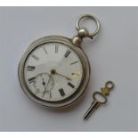A gent's silver Lever pocket watch with white enam