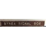 A "Bynea" cast iron signal box sign. Approx. 168 c