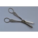 A pair of Edwardian grape scissors with floral dec