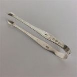 HESTER BATEMAN: A pair of bright cut sugar tongs w