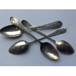 IRISH: A set of four bright cut teaspoons decorate