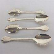 A set of four modern trefid coffee spoons. By TB&S