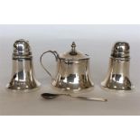 A modern three piece circular cruet. Birmingham. B