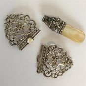 A Continental silver pierced buckle with ball deco