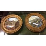 Two old gilt framed pot lids.