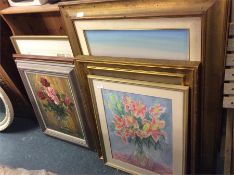 A quantity of framed mirrors, oil paintings etc.