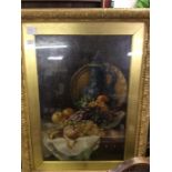 A large framed and glazed still life picture.