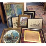 Various framed and glazed pictures and mounts.