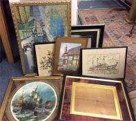 Various framed and glazed pictures and mounts.