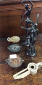 Old Egyptian lamps, figures etc.