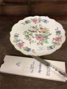An Aynsley cake plate together with matching knife