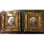 A pair of oval miniatures in gilt frames.