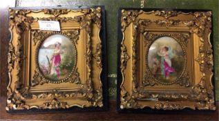 A pair of oval miniatures in gilt frames.