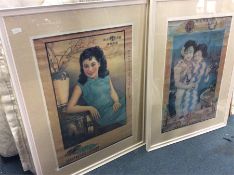 A large pair of Oriental posters.