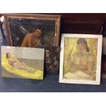 A collection of various oil paintings.