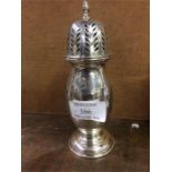 A heavy baluster shaped sugar caster with pierced