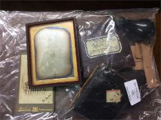 Leather mounted pictures, seals, etc.
