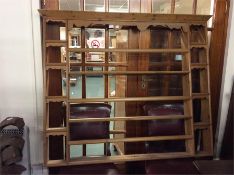 A large pine kitchen shelf.