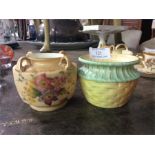 A decorative Royal Worcester sugar bowl together w